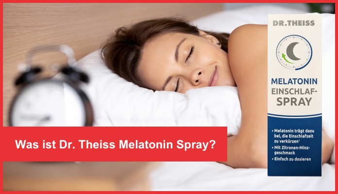 Was ist Dr. Theiss Melatonin Spray: Melatonin Spray hilft beim Entspannen, Einschlafen und Durchschlafen. Junge Frau schlaf ruhig und entspannt in ihrem Bett